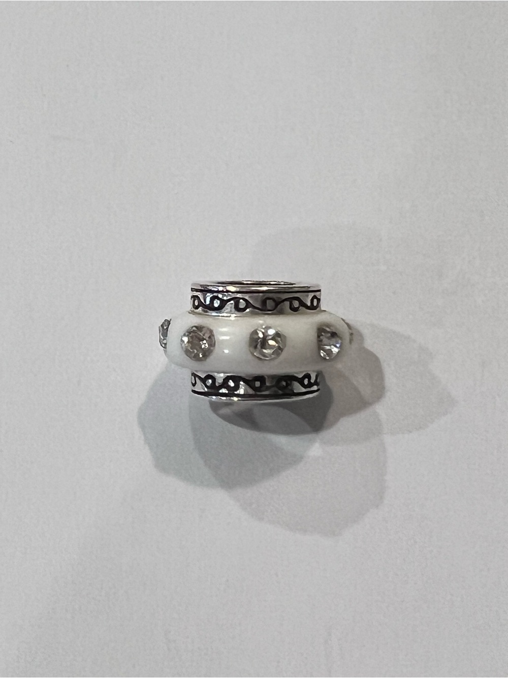 Brighton White Bead Charm with  Crystal Accents